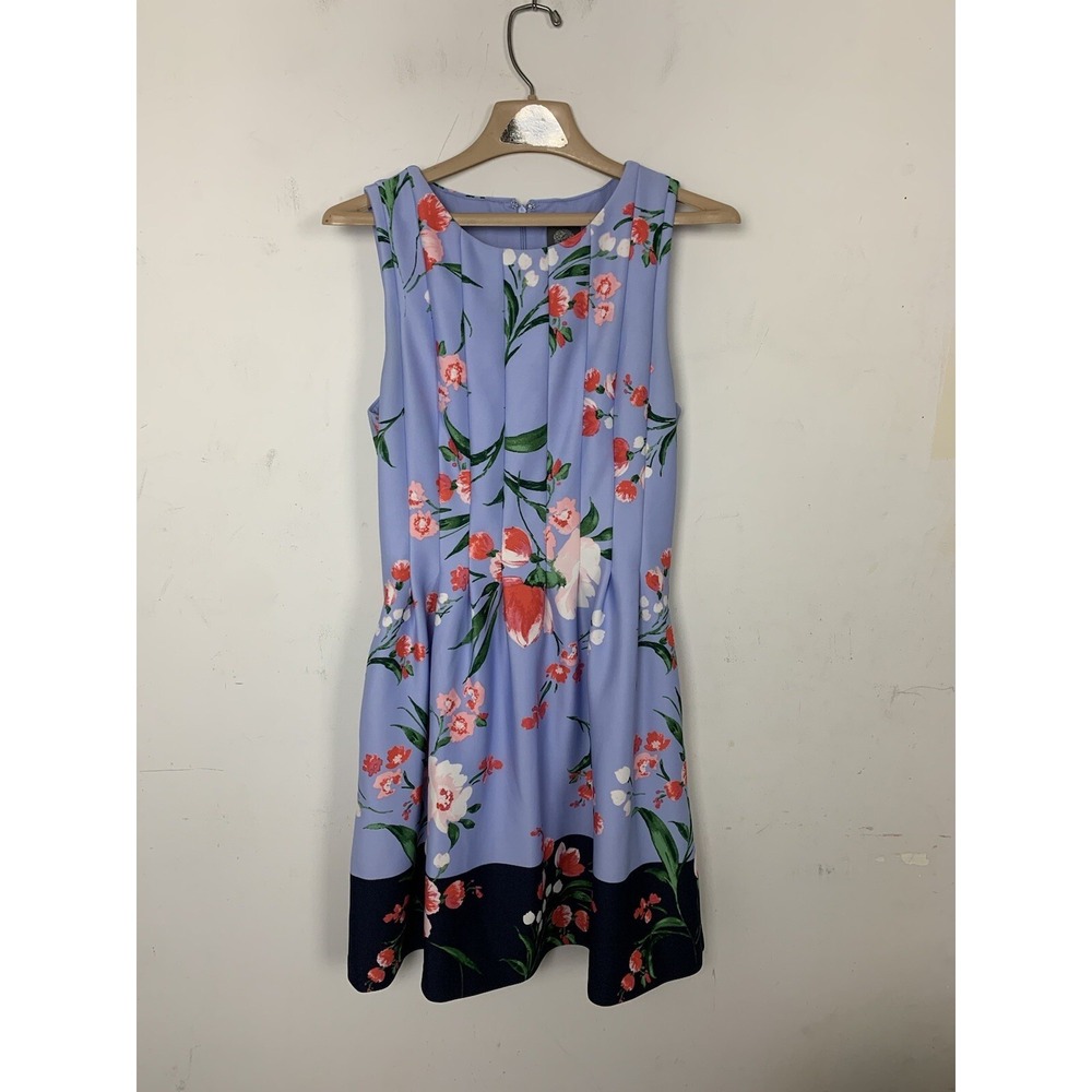 Vince Camuto Womens Dress 10 Purple Floral Scuba Wedding Garden Spring Easter